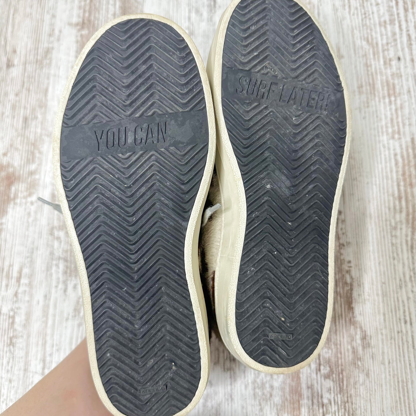 P448 Women's John Fur & Leather Lace-Up Sneakers Size EU 36, US 6-6.5
