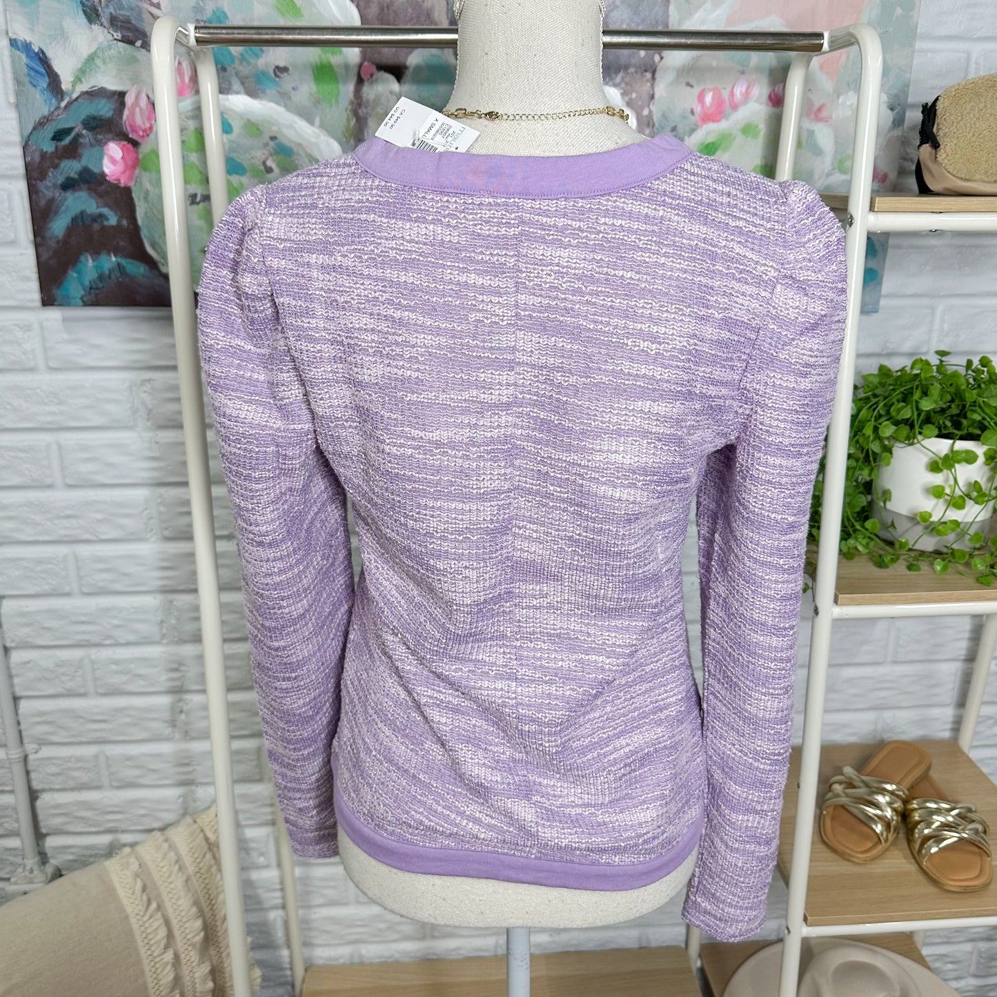 Maurice’s New Cropped Tweed Purple Cardigan (XS)
