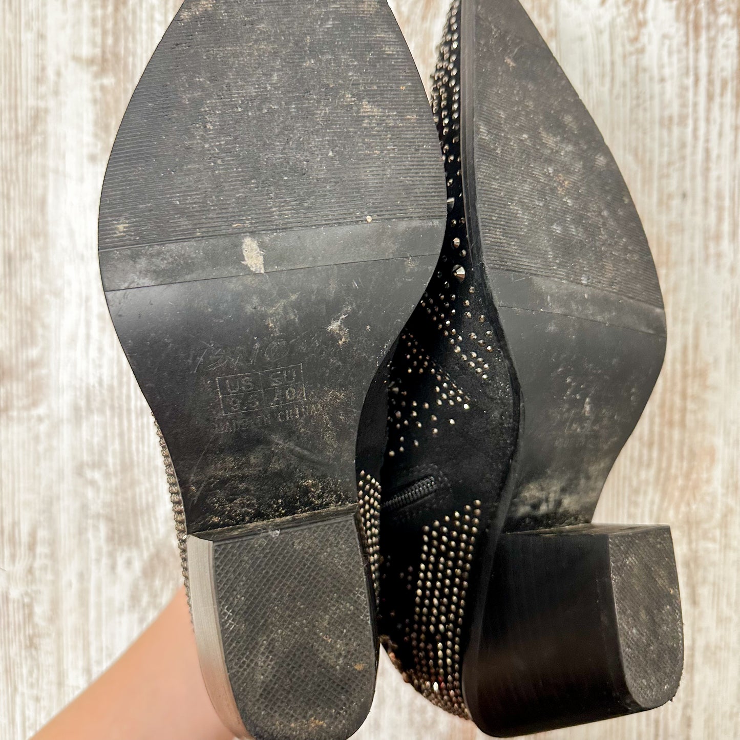 ISNOM Black Rhinestone Boots (multiple sizes)