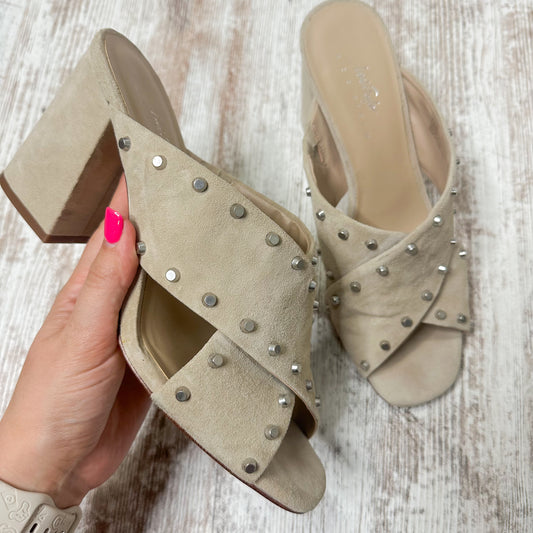 Lord & Taylor Jade Suede Studded Heel Slides Size 10