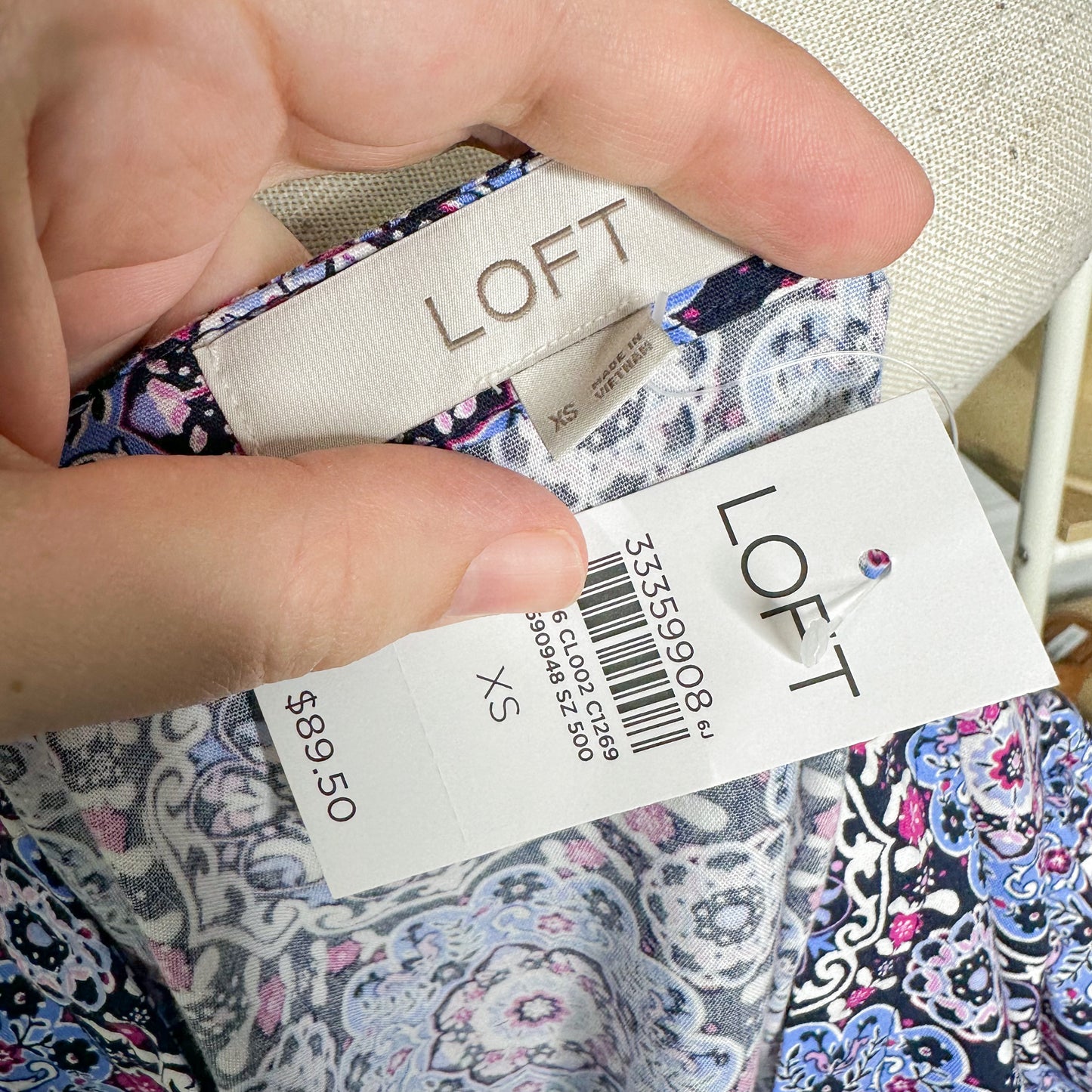 LOFT New Medallion Button Ruffle Flounce Dress Size XS