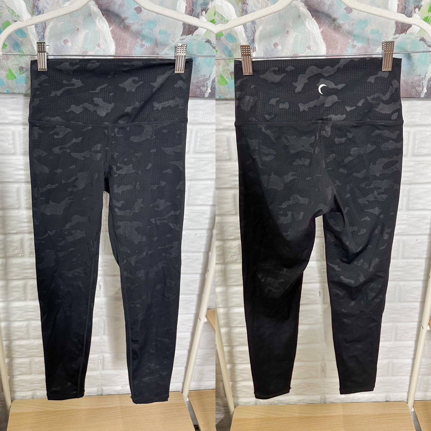 ZYIA Active Black Battleship Camo Luxe Hi-Rise 7/8 24” Size 2
