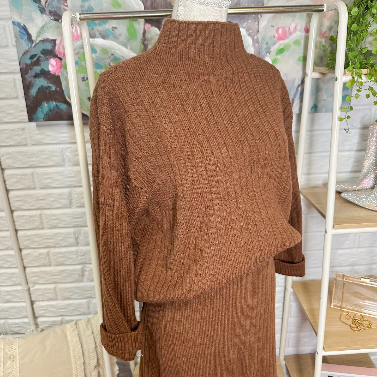 CHYRII New Brown Two Piece Sweater Set Size Small