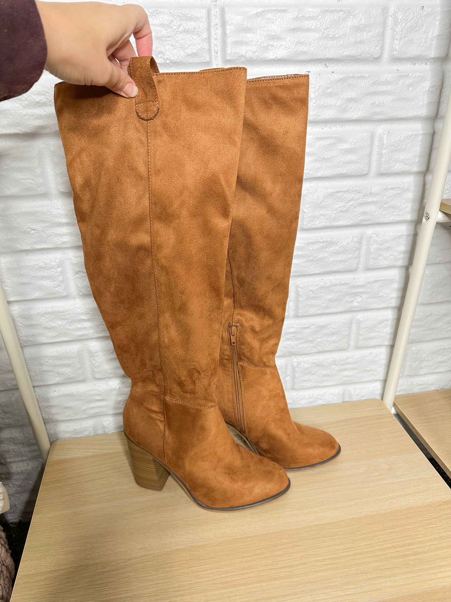 Pink Lily Hadley Brown Tall Suede Knee Boots Size 9