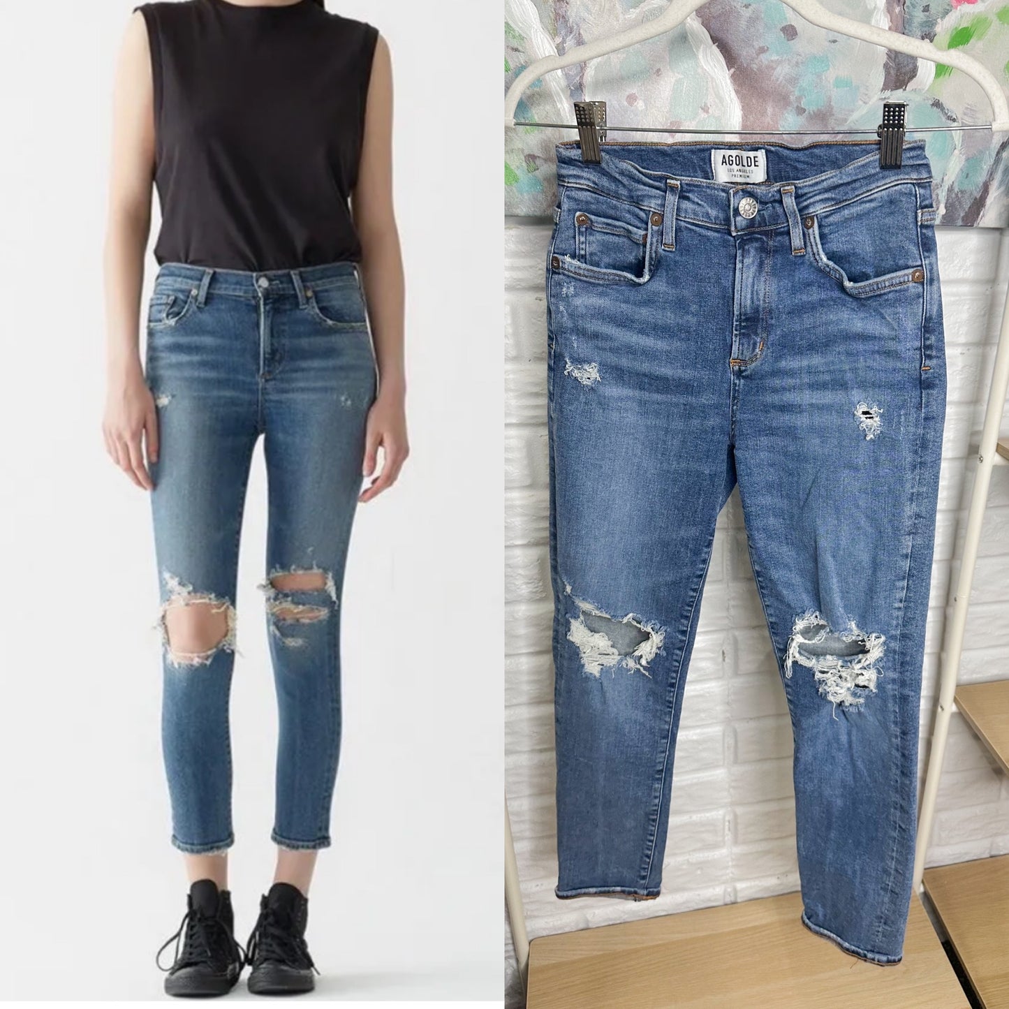 AGOLDE Sophie Distressed High Rise Skinny Crop Jean (26)