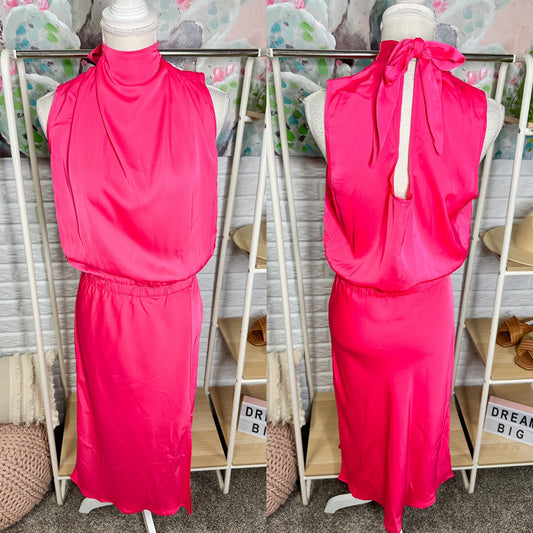 Prettygarden New Satin Sleeveless Midi Dress Size Large
