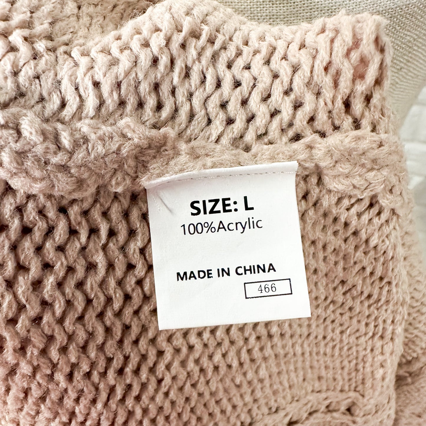 Pale Mocha Cable Knit Cardigan Size Large