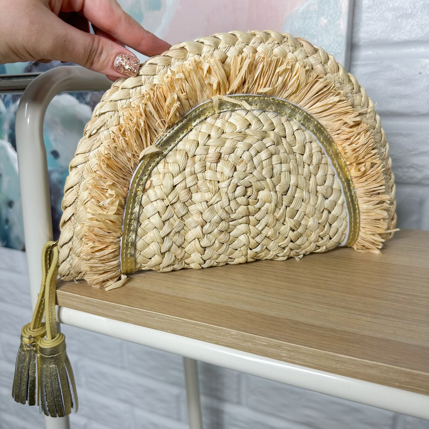 Vineyard Vines Natural Rattan Clutch