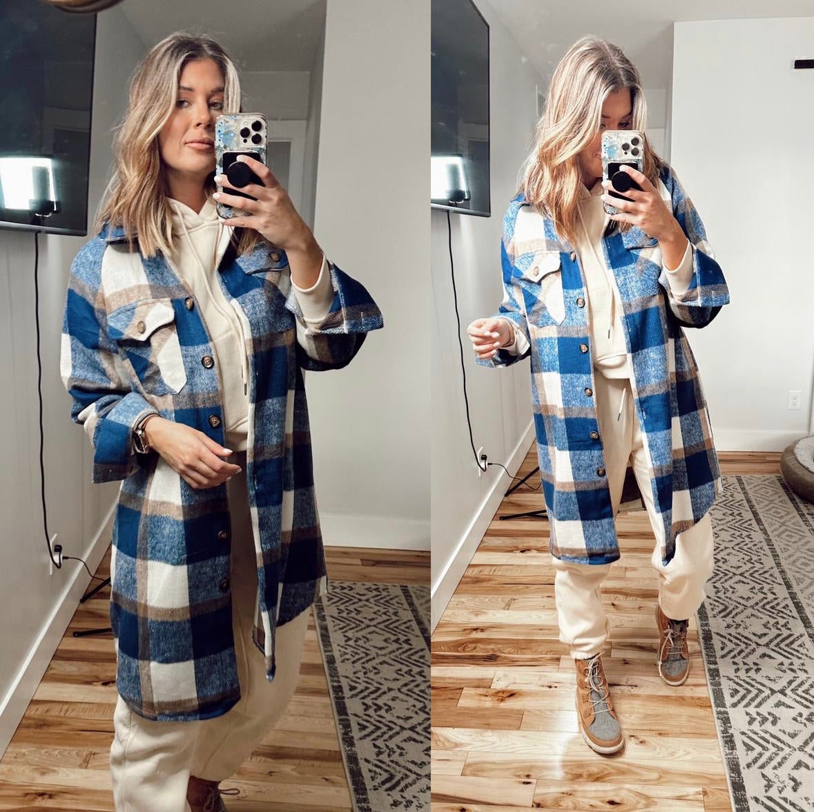 Blue Plaid Shacket (M)