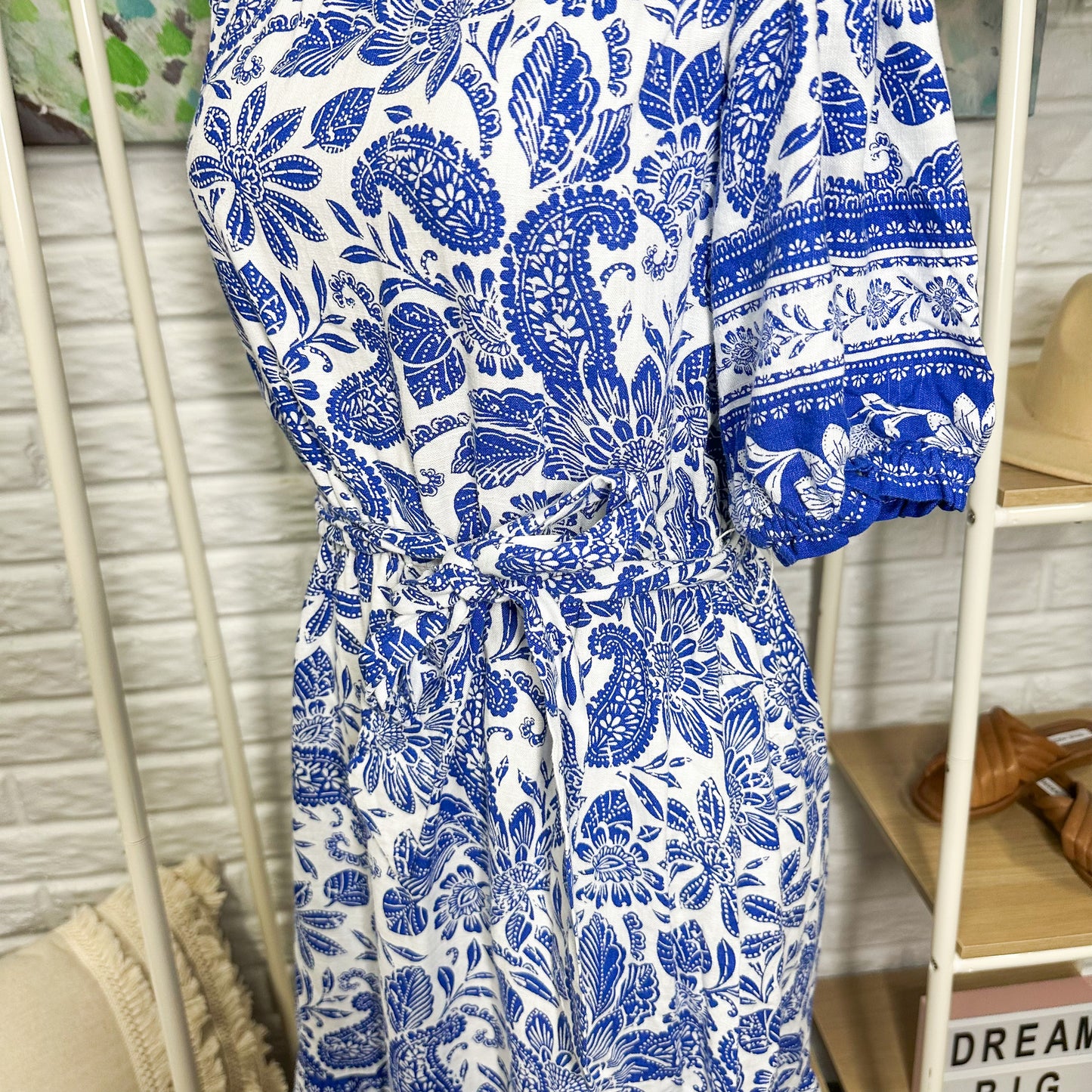 LOFT Paisley Ruffle Off The Shoulder Dress Size XS