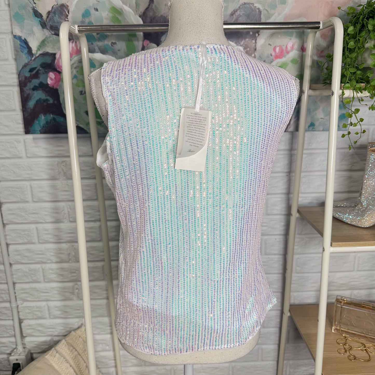 Grace Karin New Asymmetrical Twist Neck Blouse Size Medium