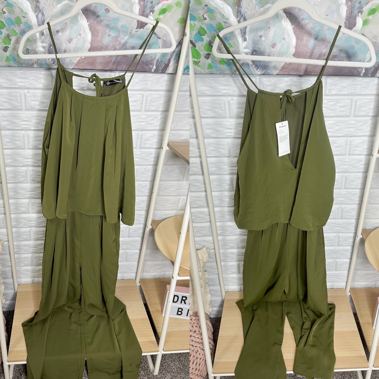 Prettygarden New Green Halter Jumpsuit Size Large