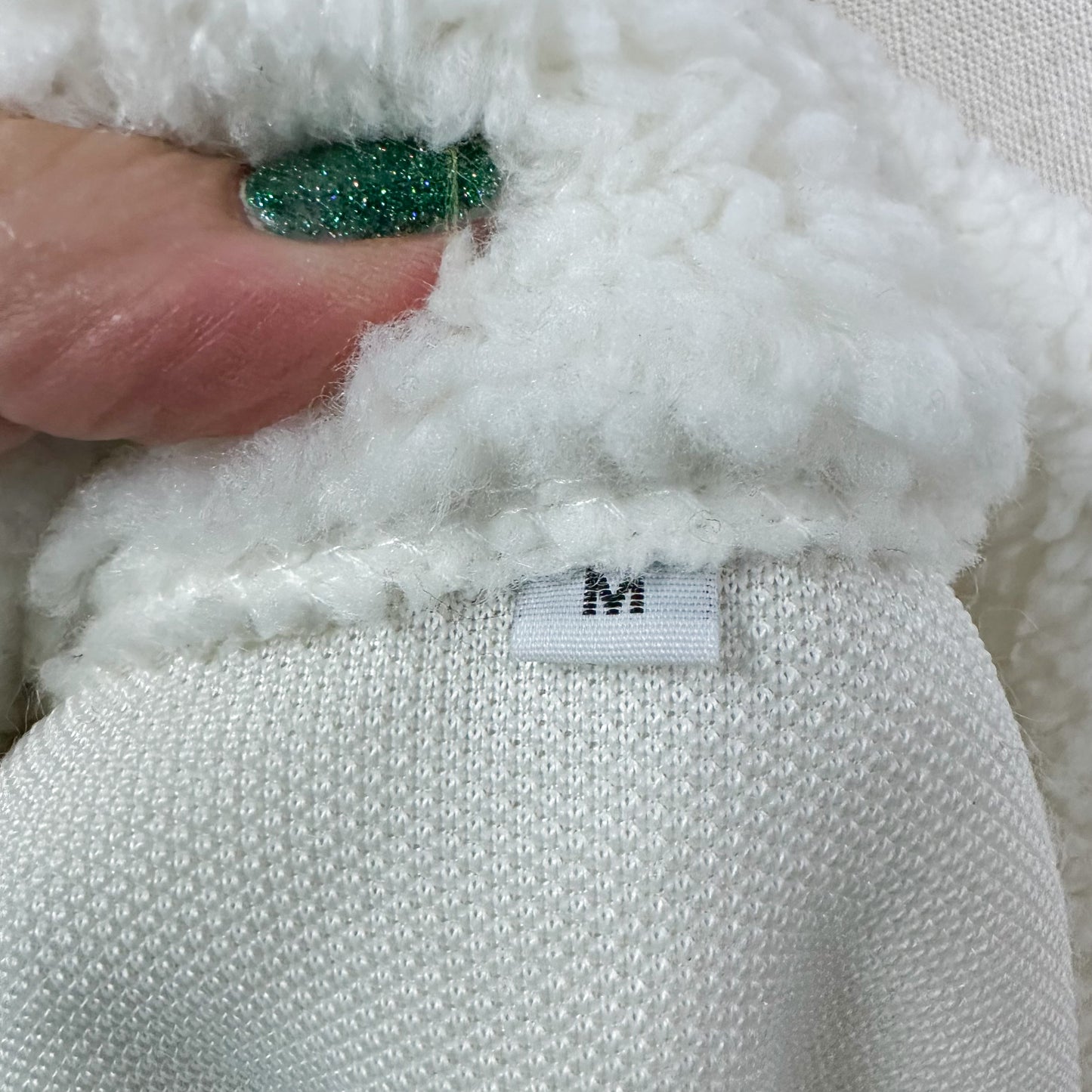 White Sherpa Half Zip Pullover (M)