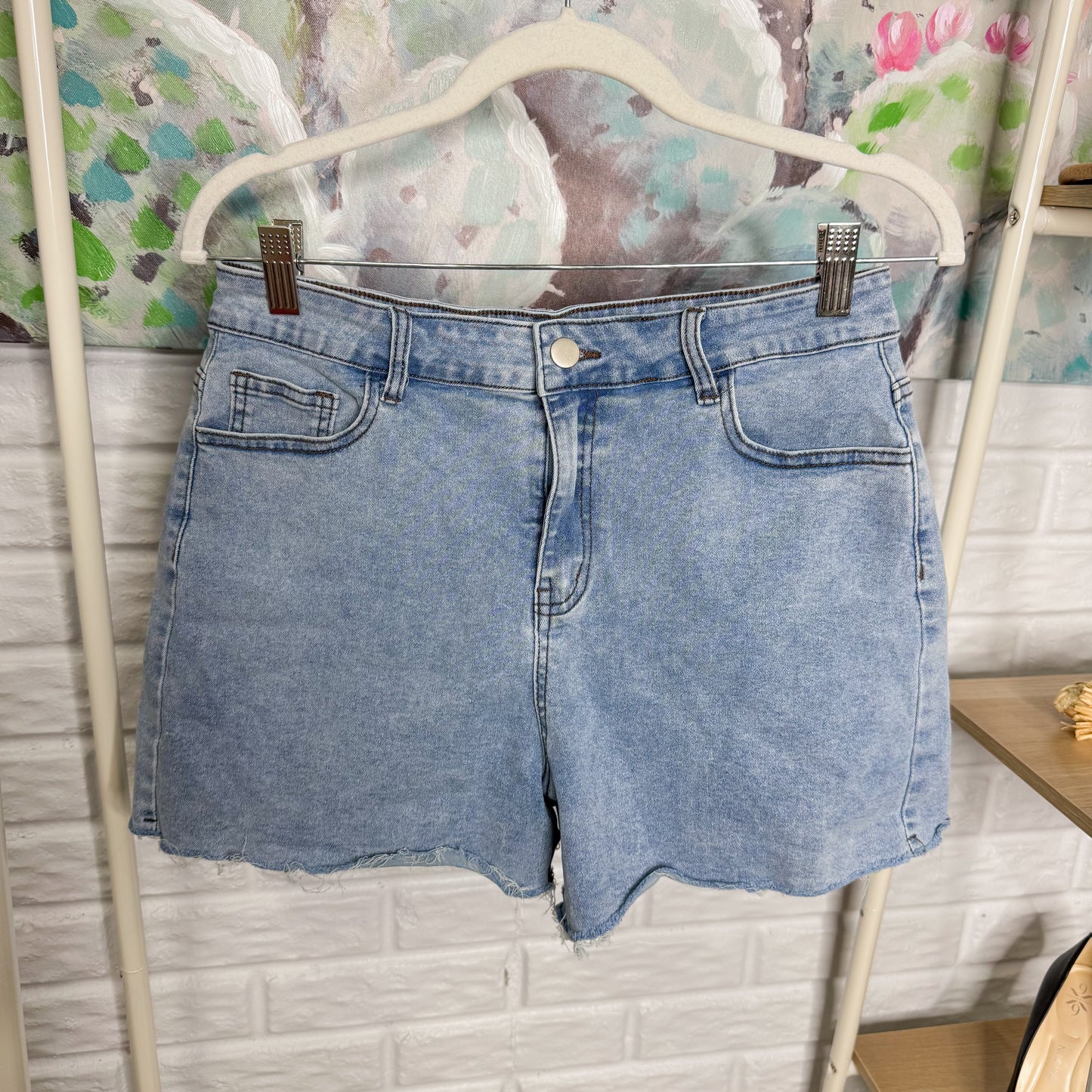 High Rise Light Wash Shorts (10)