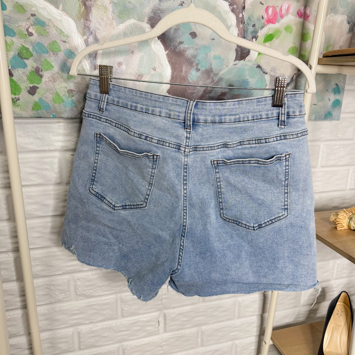 High Rise Light Wash Shorts (10)