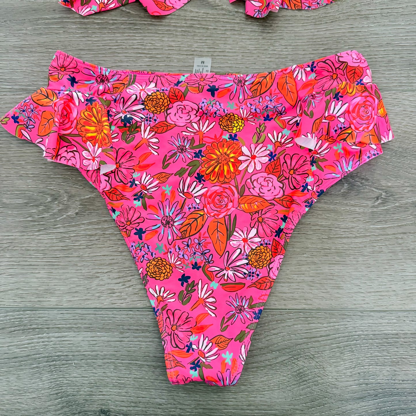 Sporlike Floral Ruffle High Waisted Bikini (M)