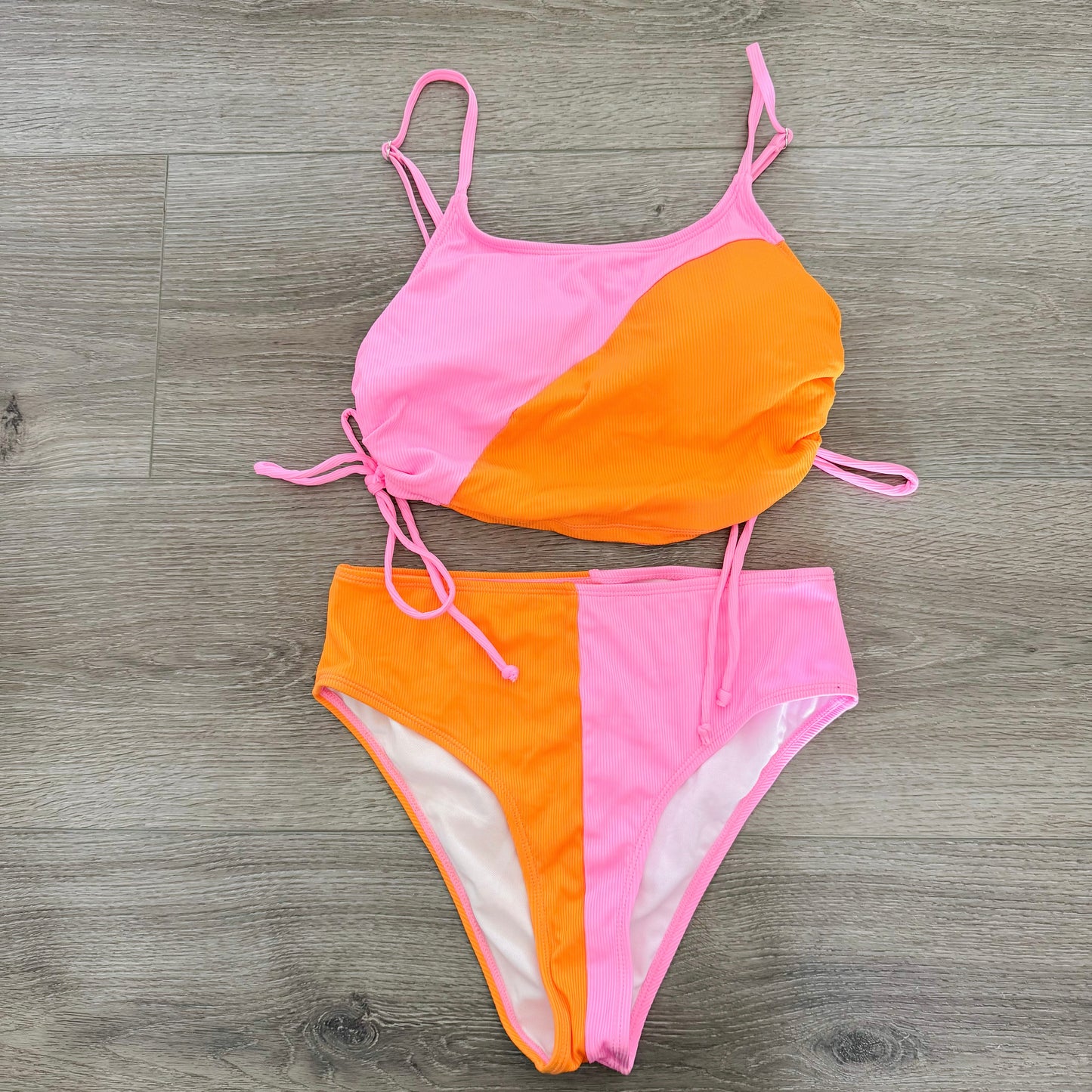 Pink Queen Orange / Pink Colorblock Bikini (M)