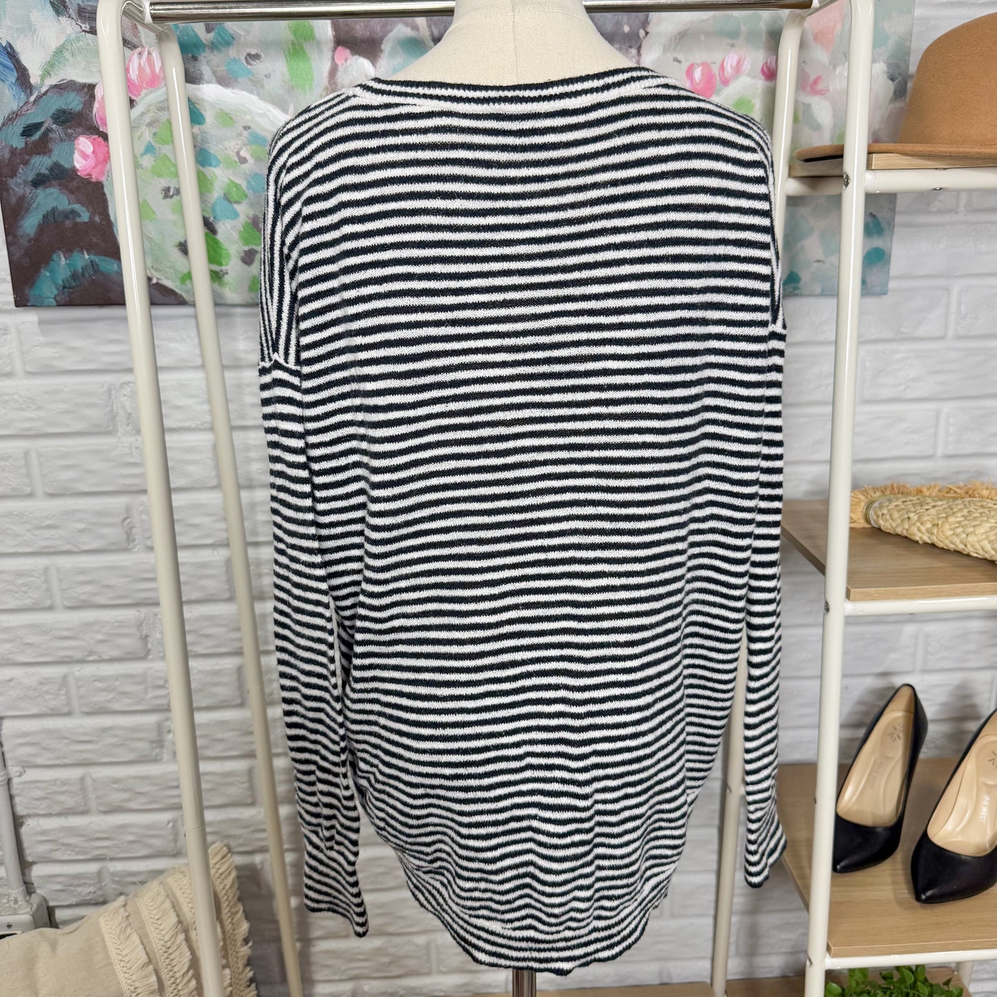 LOFT Striped Knit Long Sleeve Top (M)