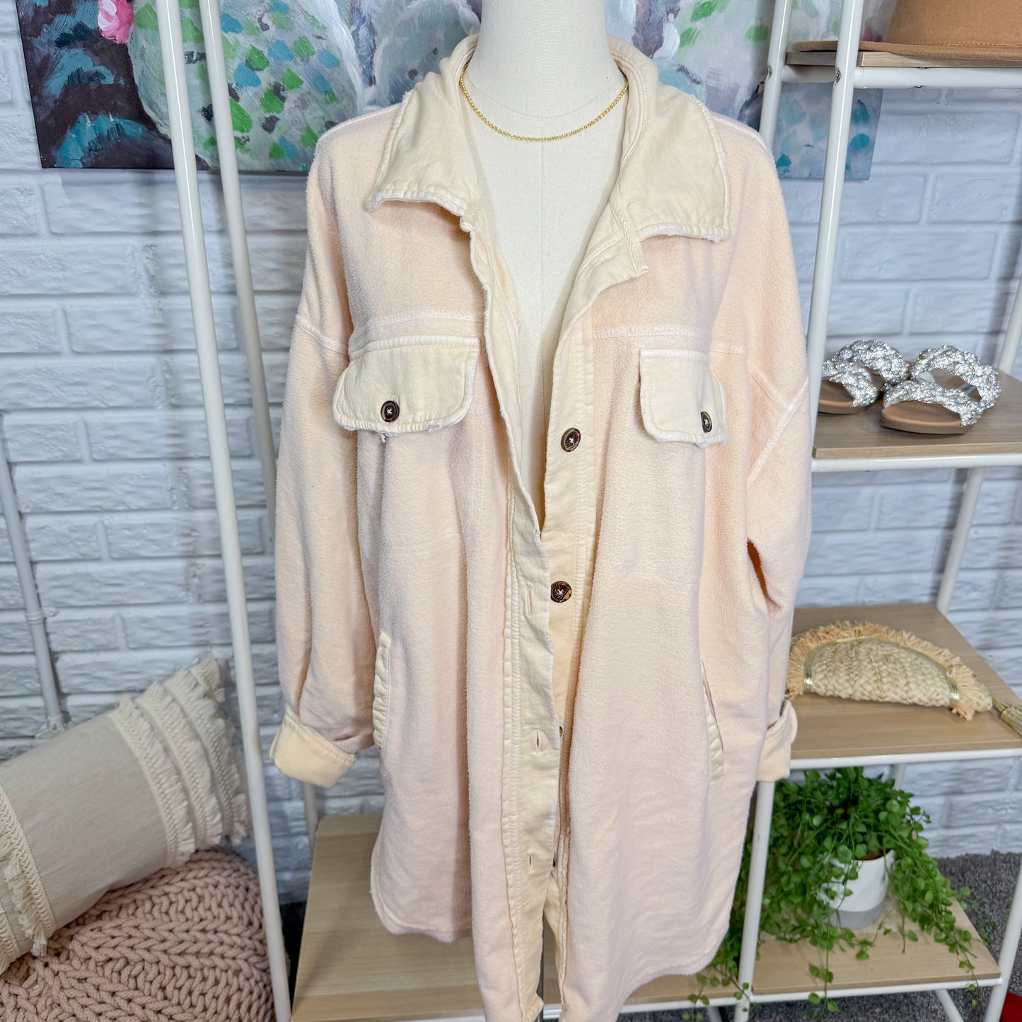 Free People New Ruby Shacket Sweetheart Sunrise (M)