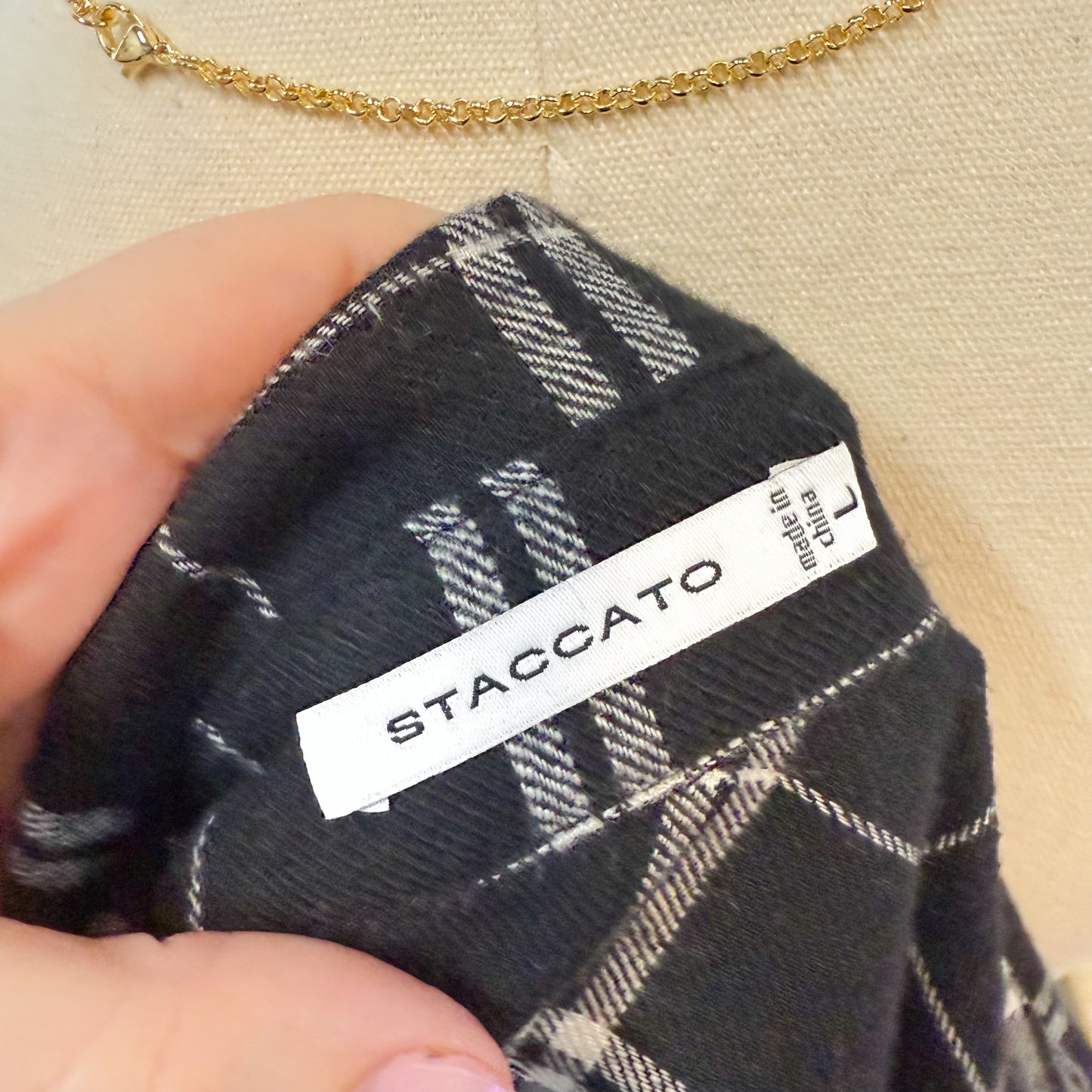 Staccato Black Plaid Button Down (L)