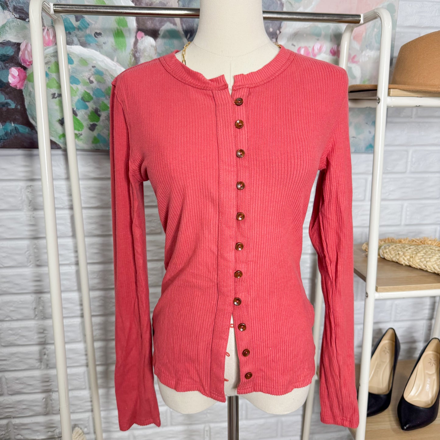 Meiyi Ribbed Button Down Top (M)