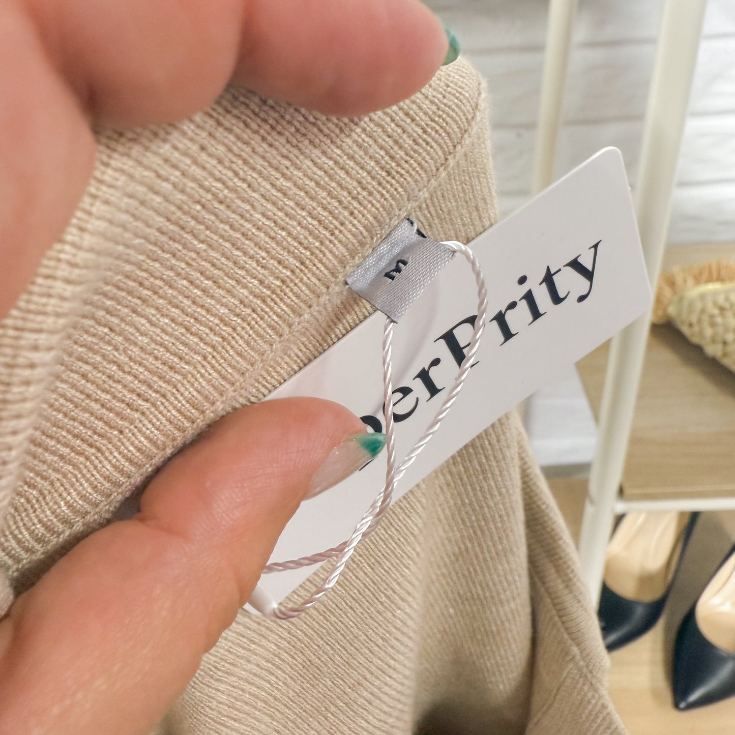 Superprity New Cream Collared Long Sleeve Top (M)