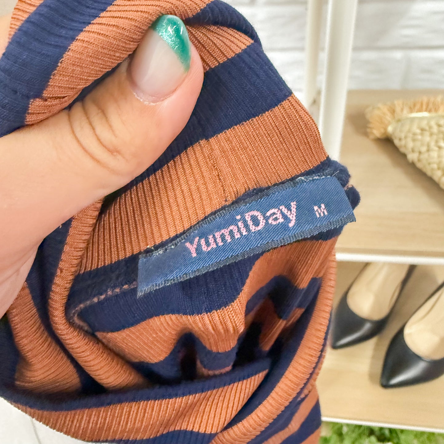 Yumiday Striped Ribbed Long Sleeve Turtleneck (M)