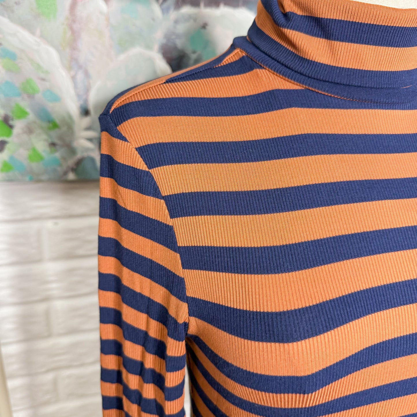 Yumiday Striped Ribbed Long Sleeve Turtleneck (M)