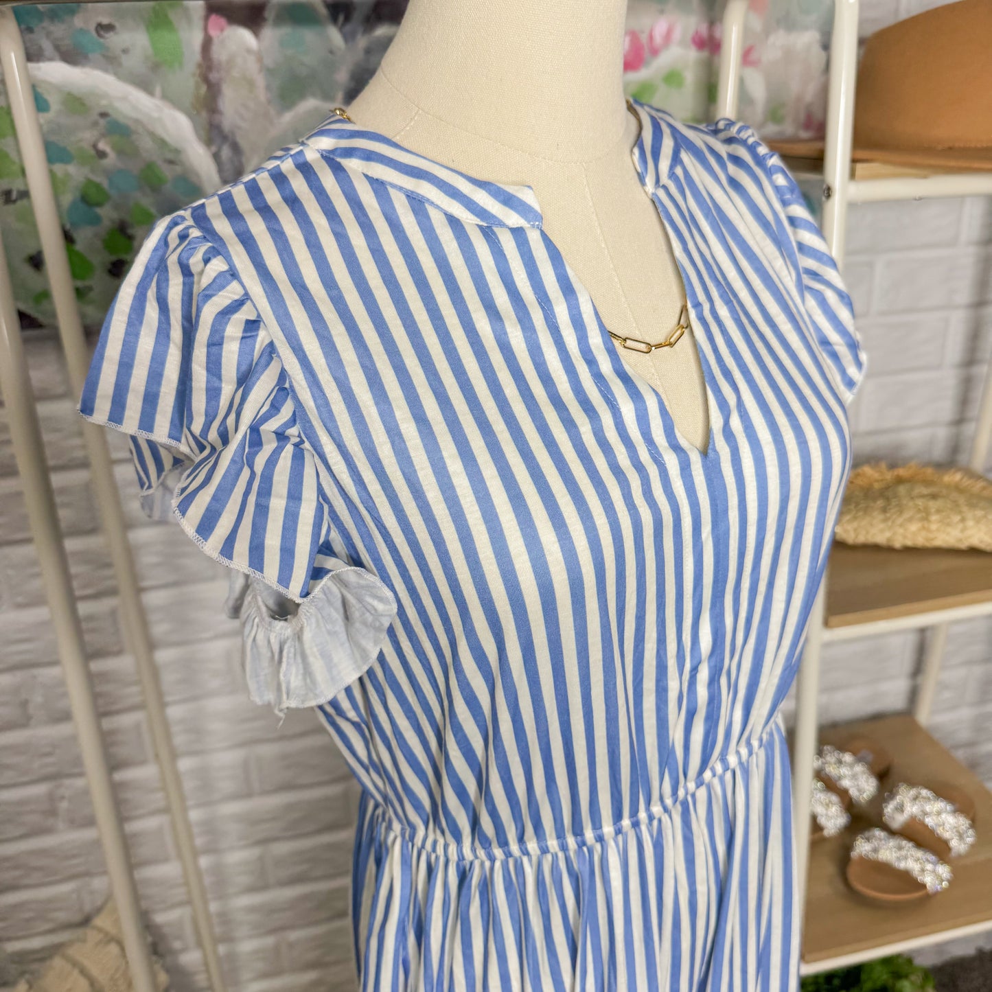 Glamaker New Blue Striped Dress (M)