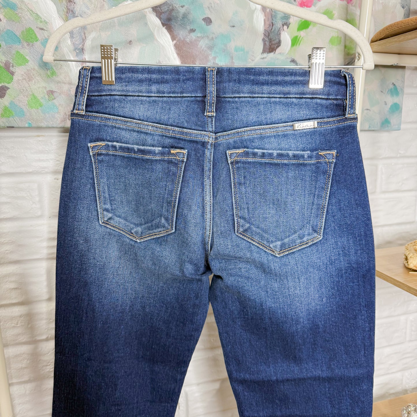 Kancan Mid Rise Cuff Straight Leg Jeans (25)
