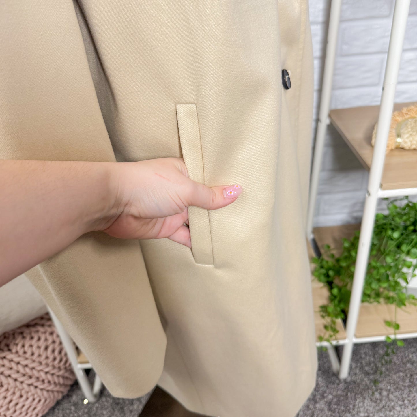 Khaki Long Pea Coat (L)