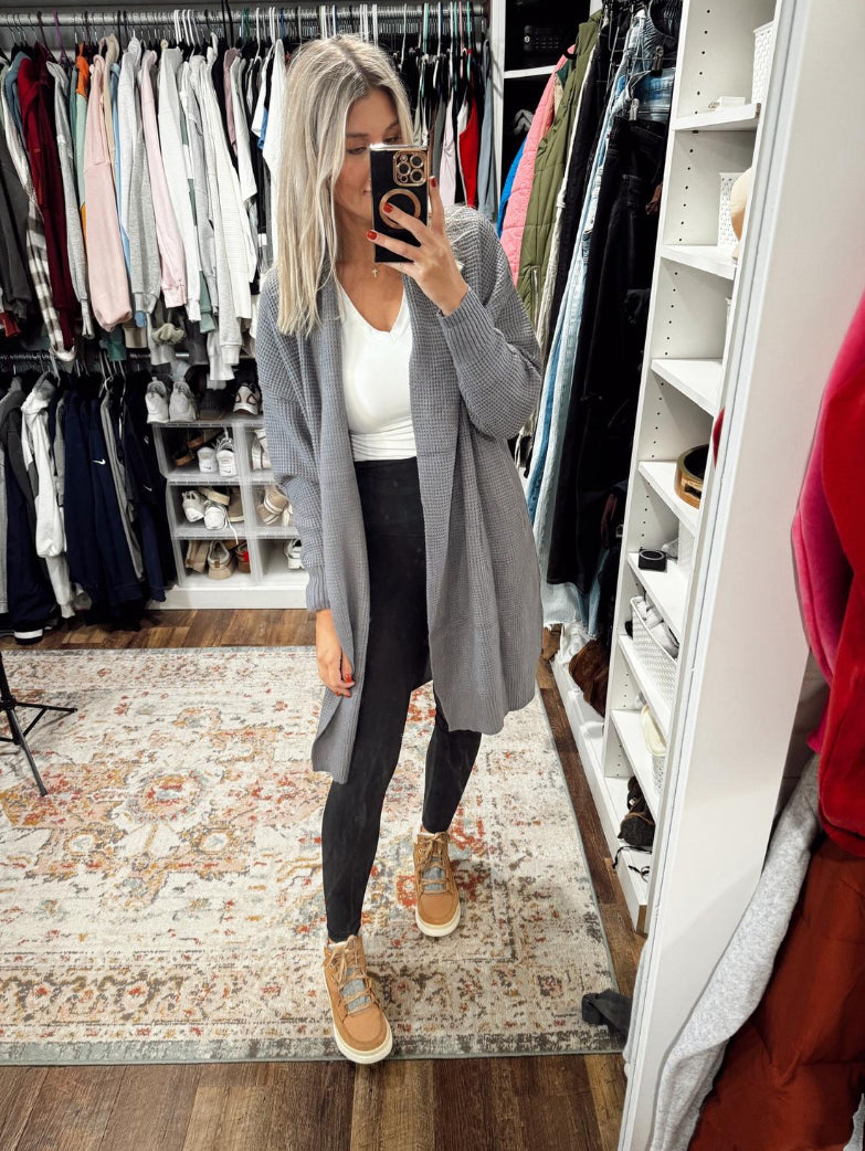 Lillusory Grey Chunky Knit Cardigan (L)