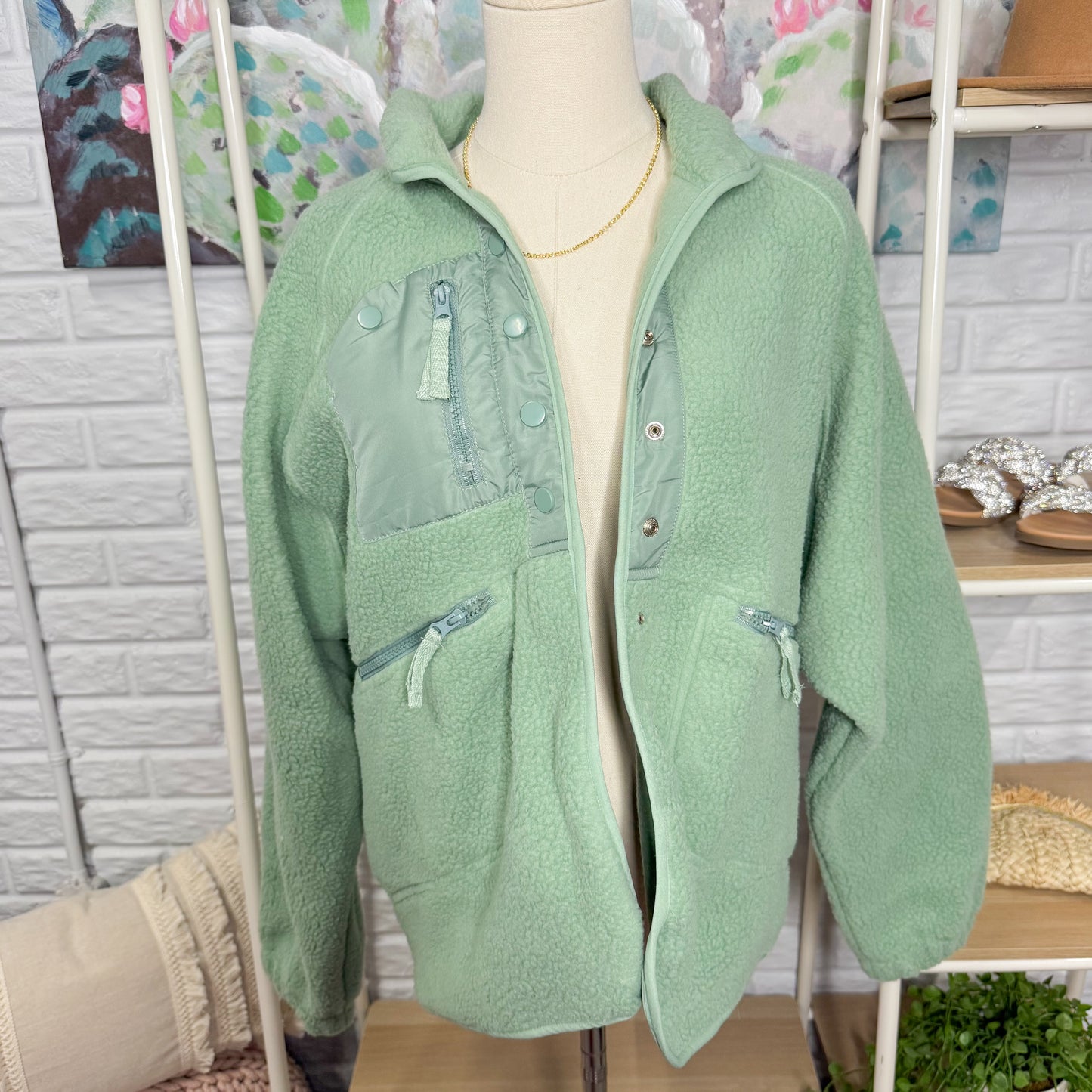 Reachme Light Green Fleece Jacket (L)