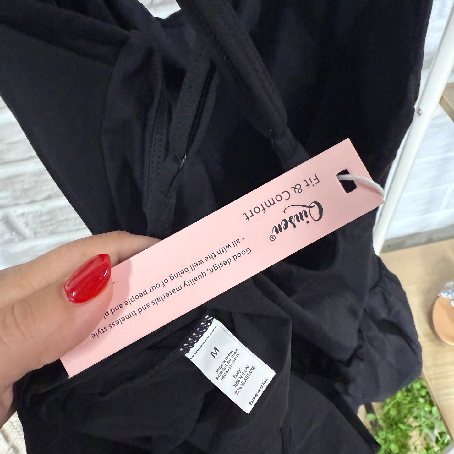 Qinsen New Black Square Neck Romper (M)