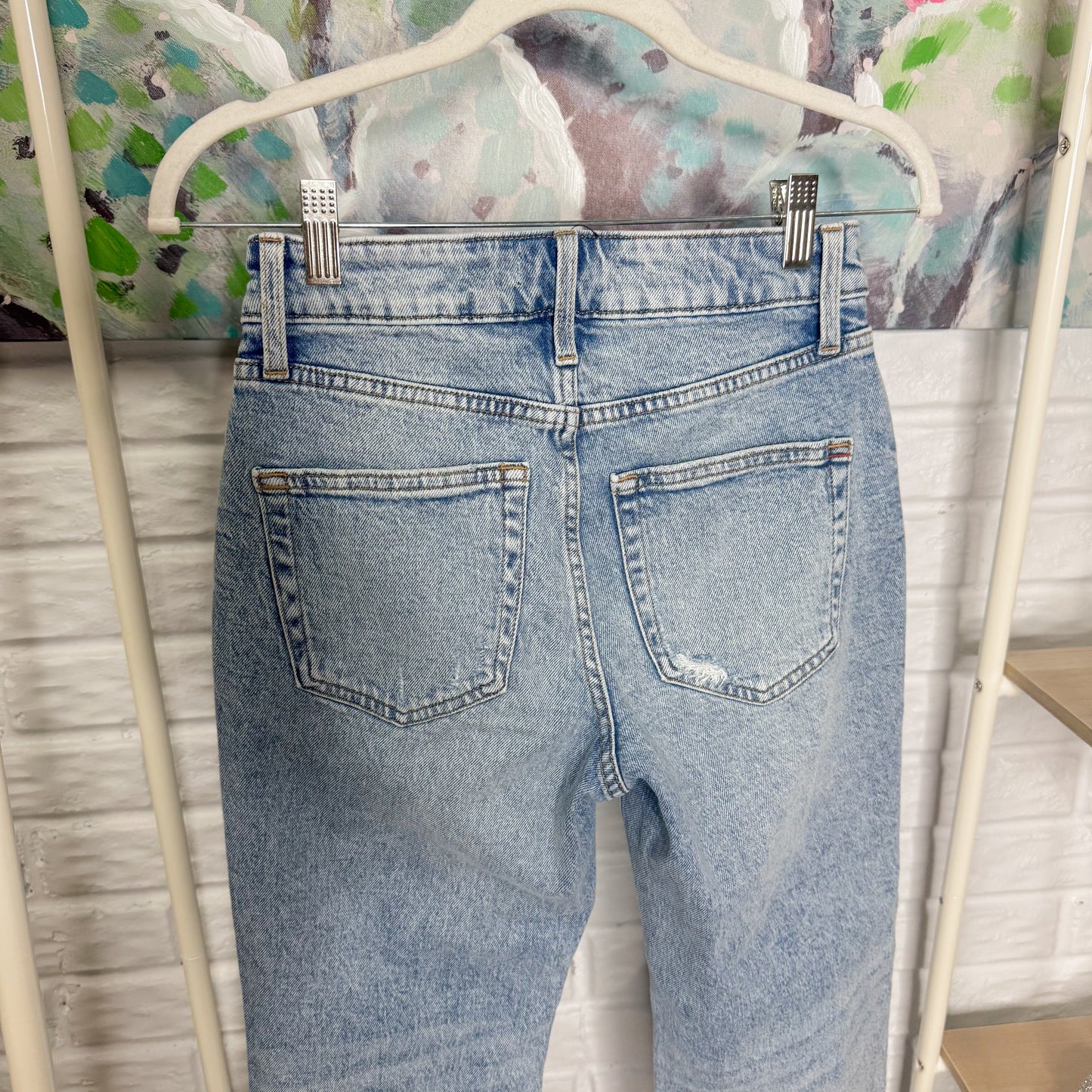 Maurice’s Edgely High Rise Ripped Relaxed Straight Ankle Jeans (0 short)