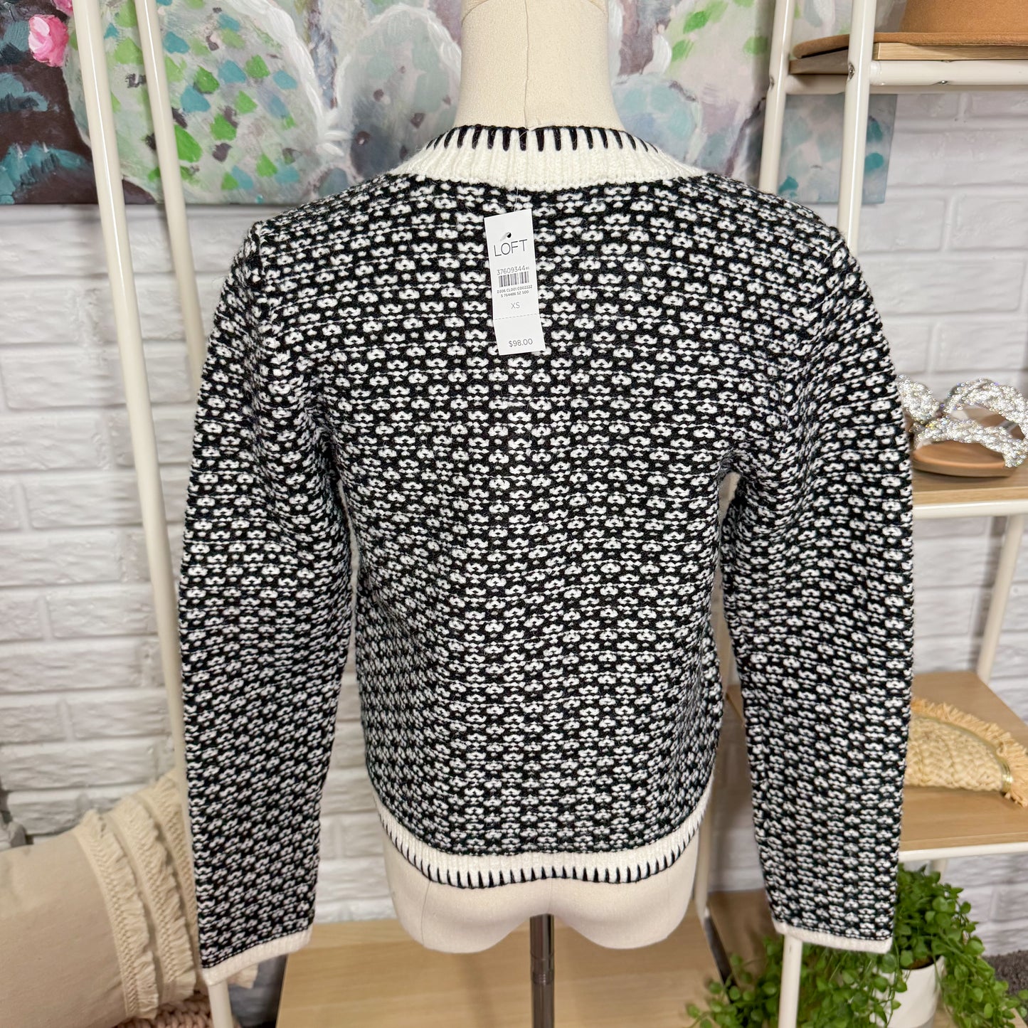 LOFT New Textured Mixed Stitch Sweater Jacket (XS)