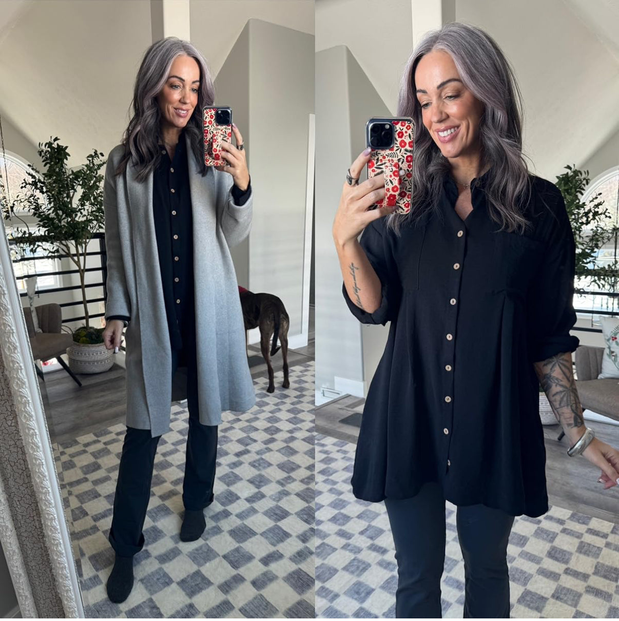 BTFBM Oversized Long Sleeve Black Button Down Shirt Dress (M)