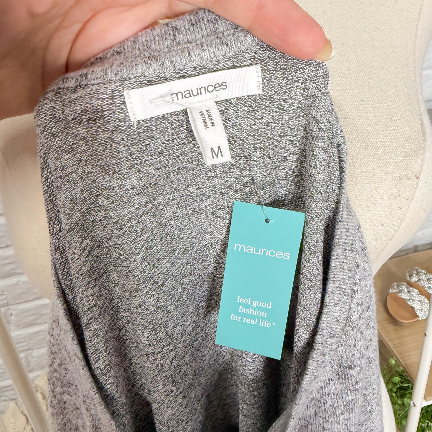 Maurice’s New Grey Sequin Sleeve Blouse (M)