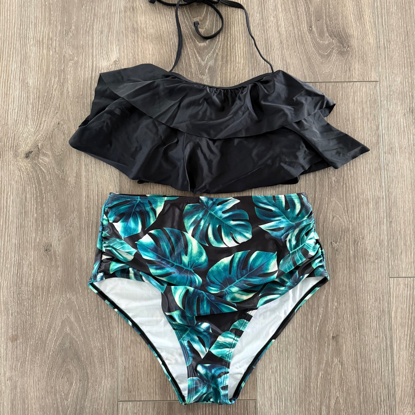 Tempt Me High Waisted Ruffle Halter Bikini (L)