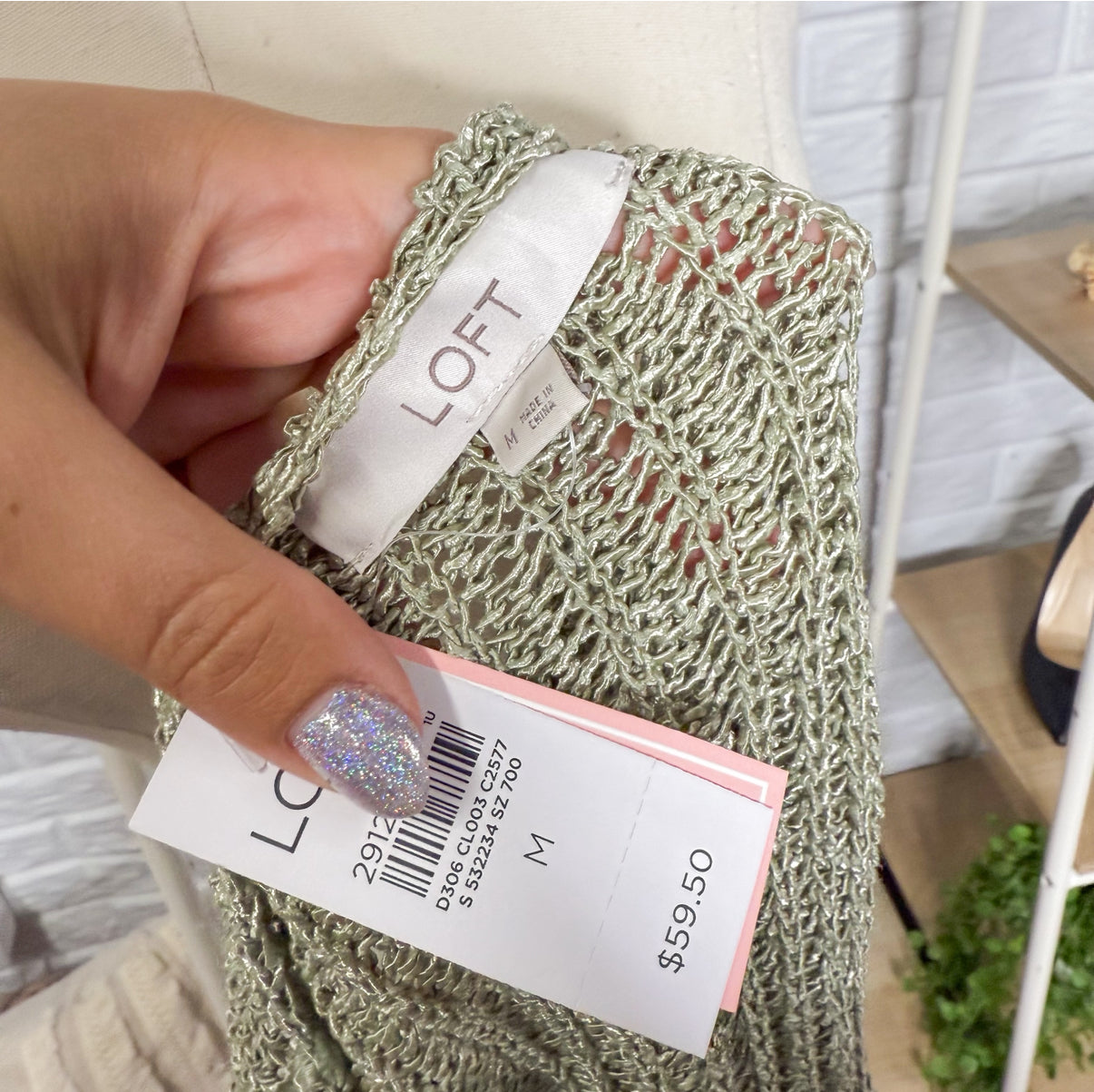 LOFT New Olive Green Knit Sweater (M)