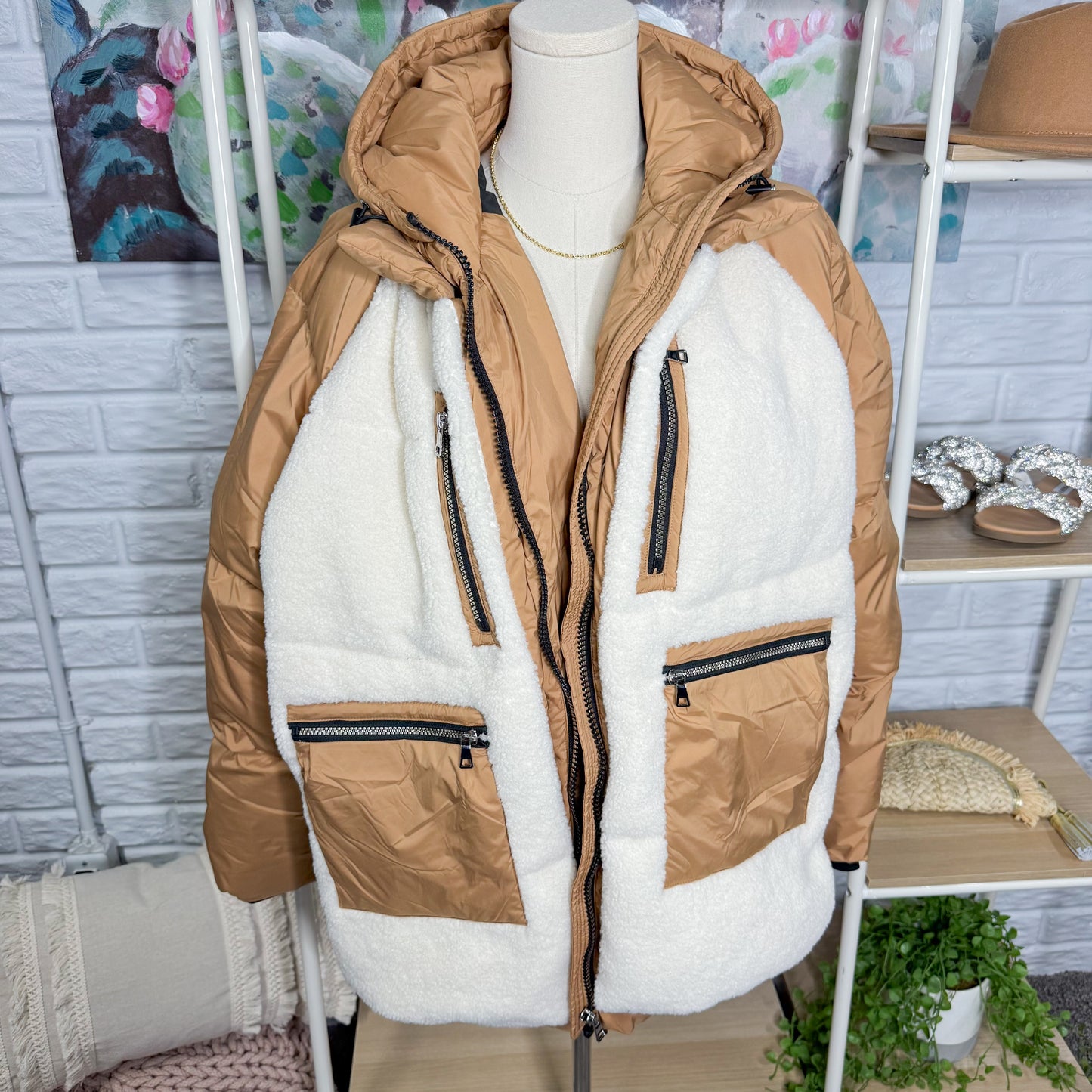 Orolay New Khaki Thickened Winter Down Sherpa Coat (XL)
