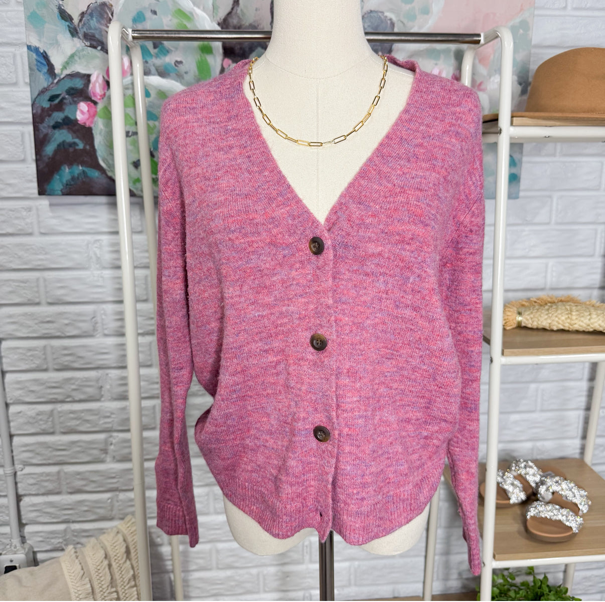 Old Navy Marble Pink Cardigan (XS)