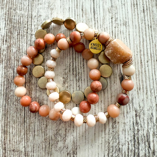 Kinsley Armelle Gold/Peach Three Bracelet Stack