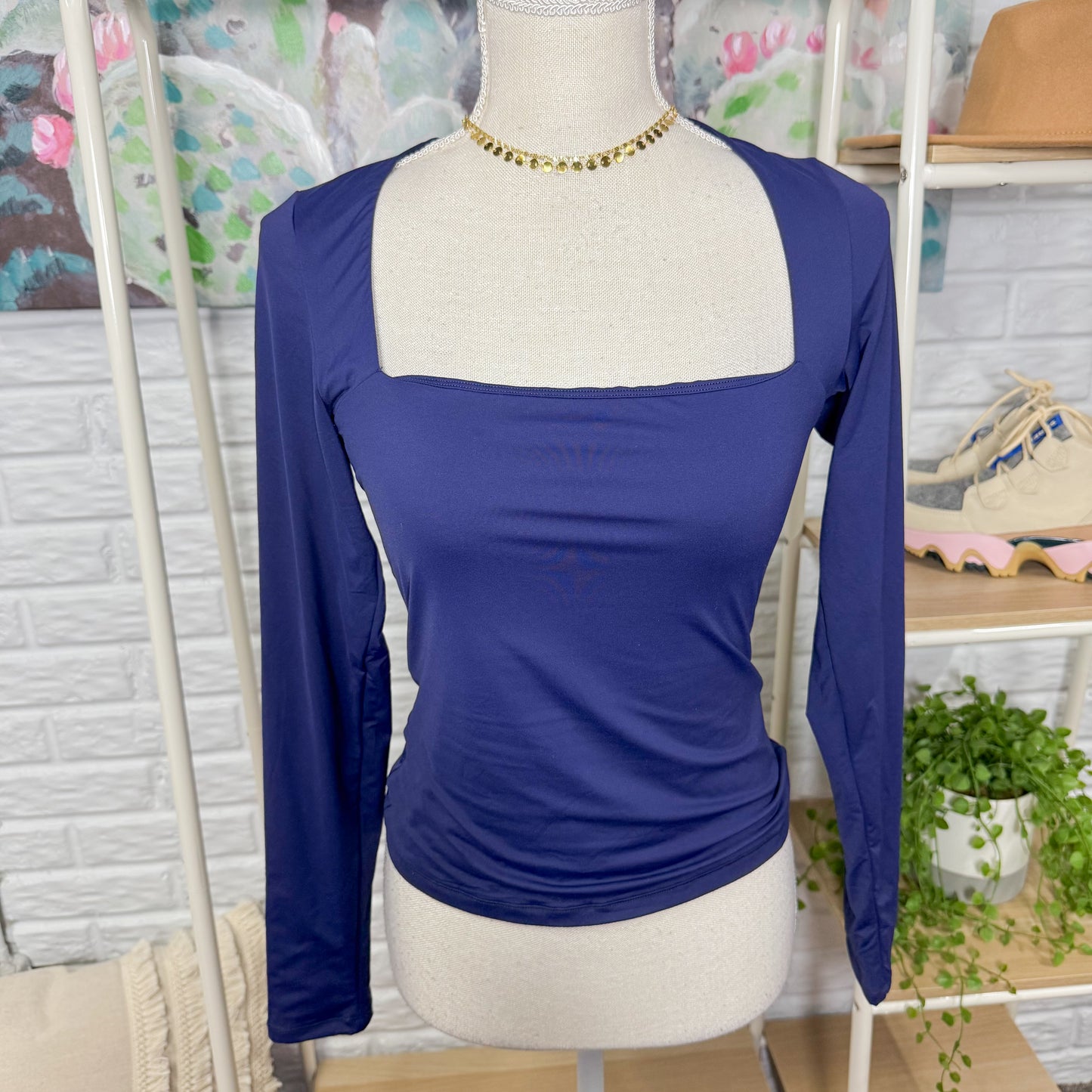 Qinsen New Navy Long Sleeve Top (M)