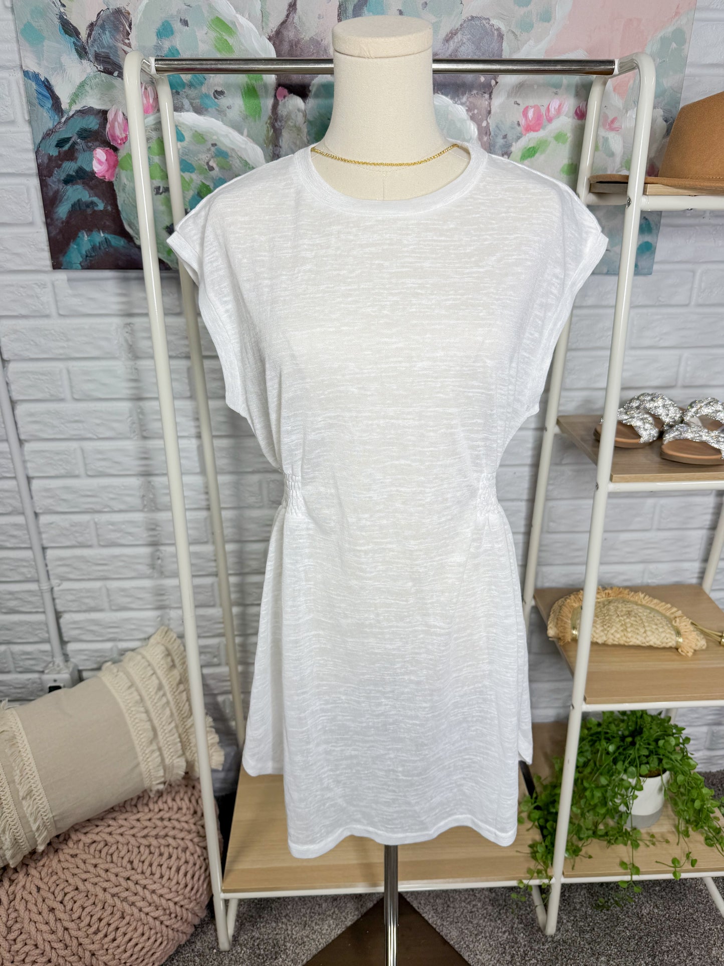 Maurice’s NEW White Round Neck Smocked Waist Cover-Up Dress (M)