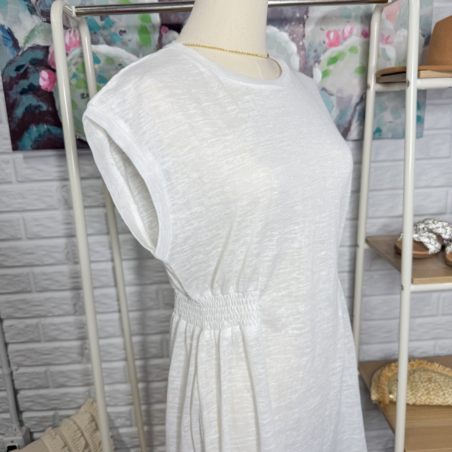 Maurice’s NEW White Round Neck Smocked Waist Cover-Up Dress (M)