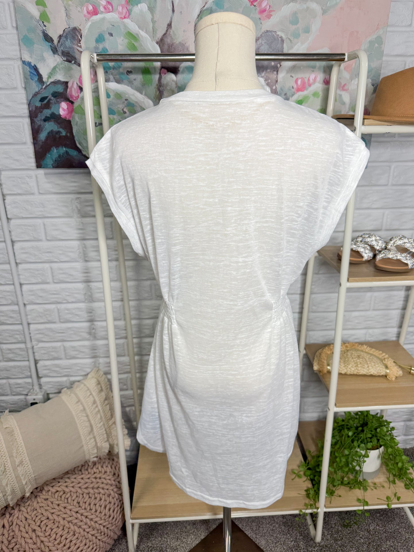 Maurice’s NEW White Round Neck Smocked Waist Cover-Up Dress (M)