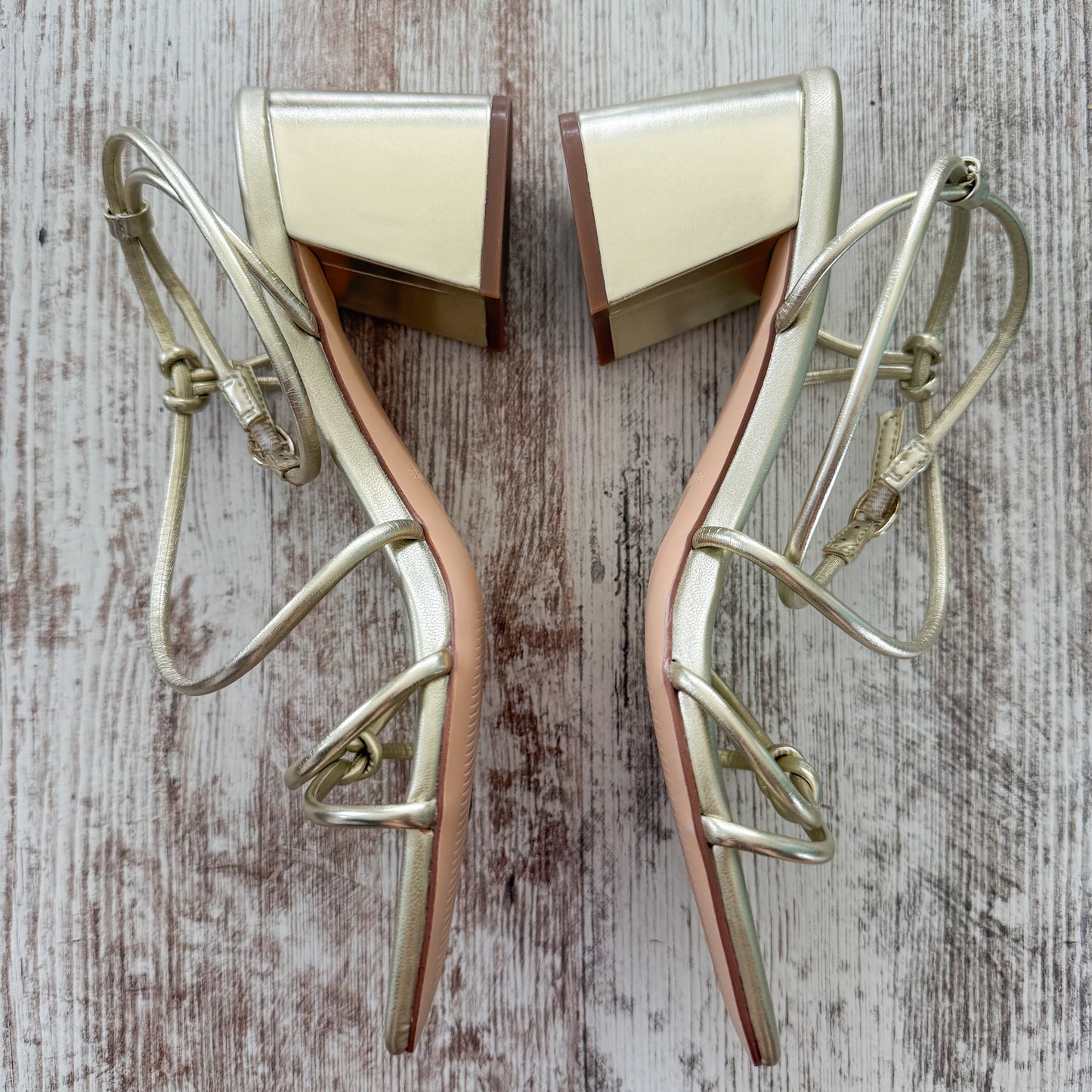 Marc Fisher Gurion Heeled Sandal in Gold (8.5)