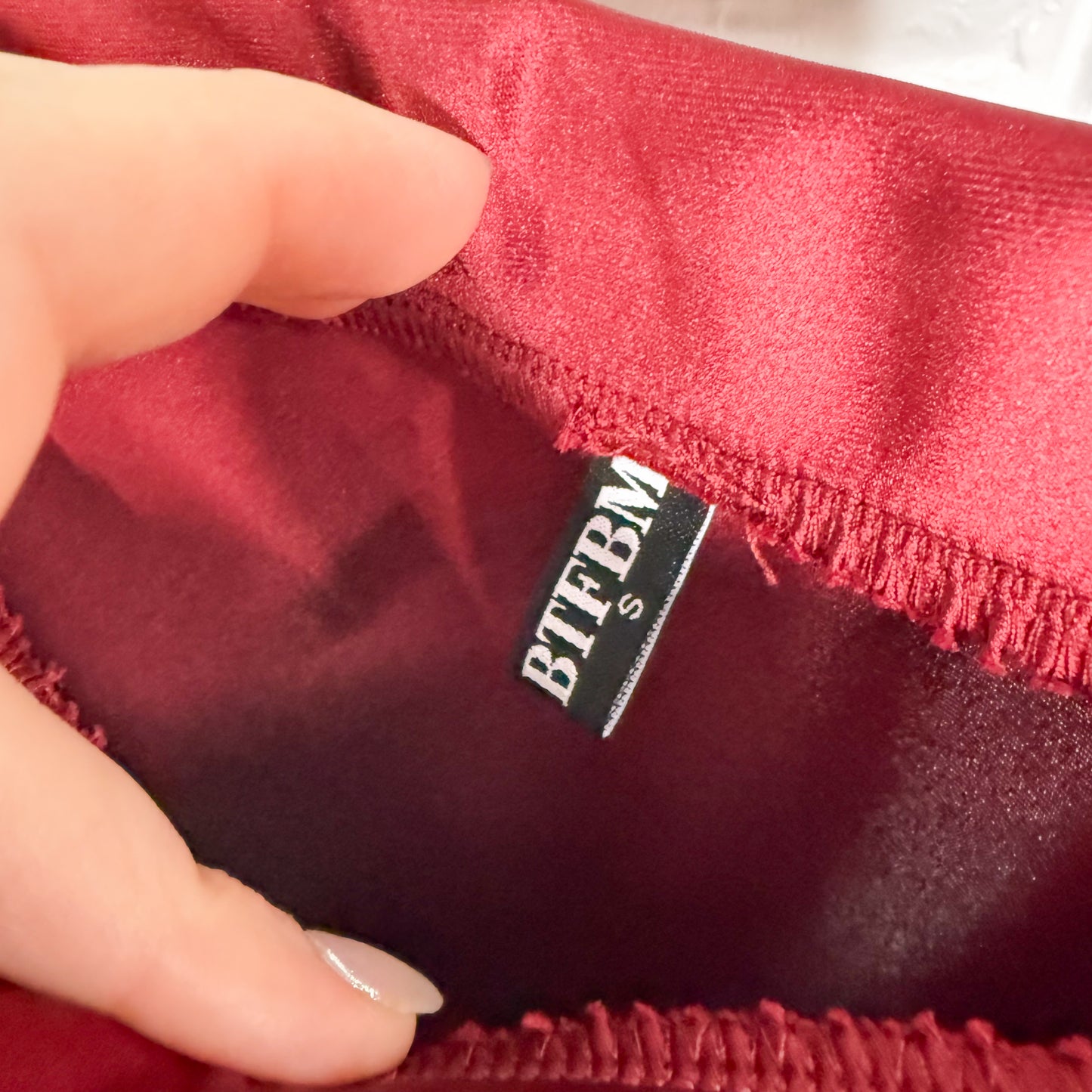 BTFBM Maroon Satin Midi Skirt (S)