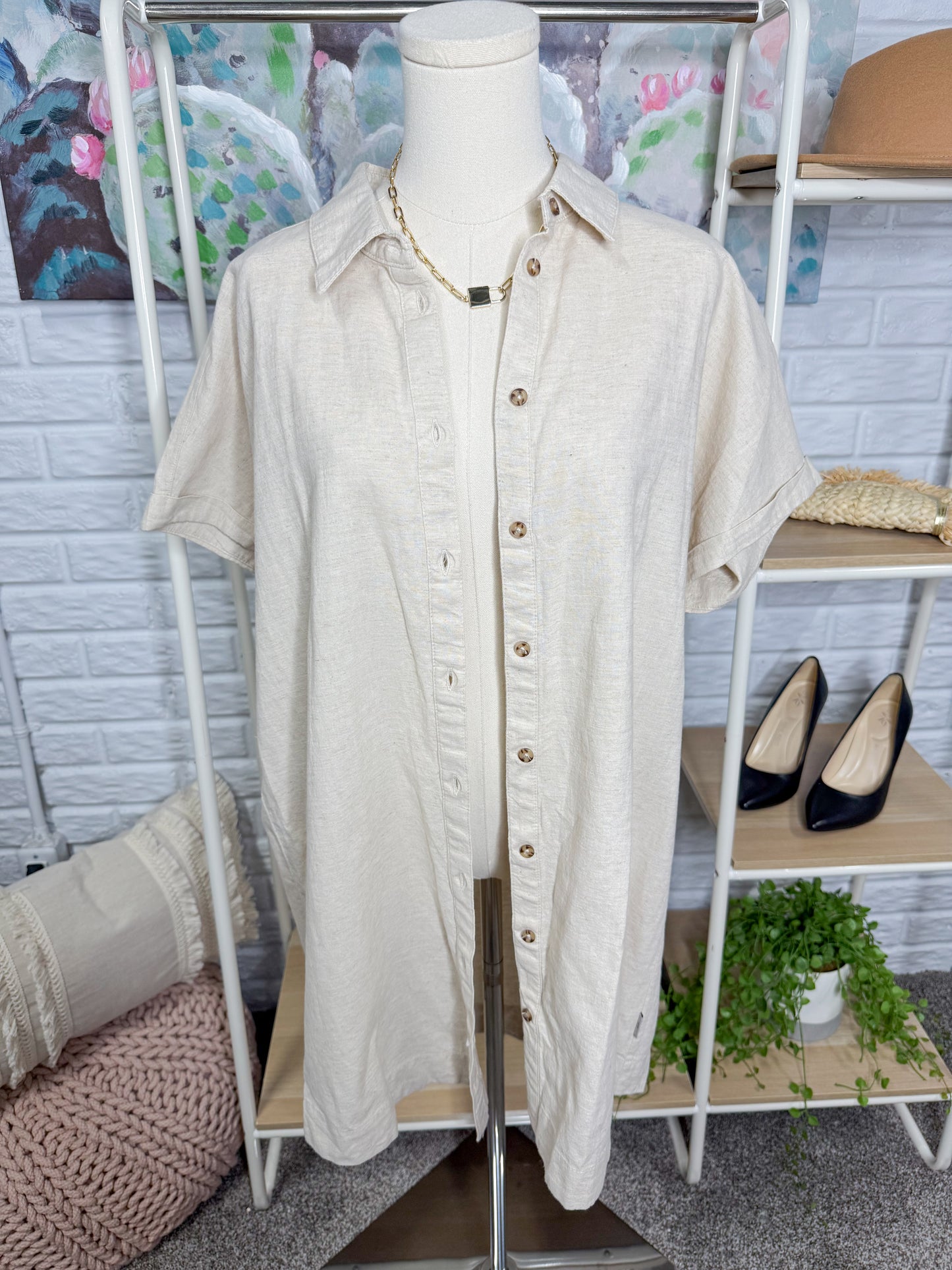 Rhythm. New Linen Shirt Dress (10/M)